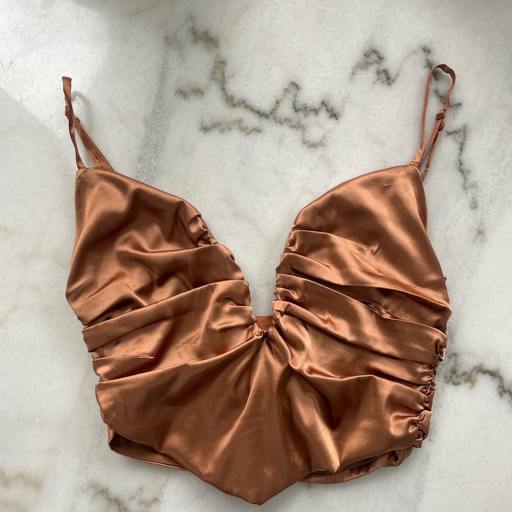 Bronze bustier crop top